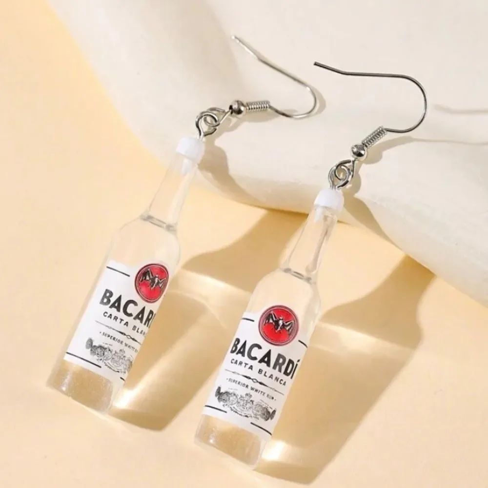 3for$20 1pair Letter Design Resin Wine Bottle Shape Earrings